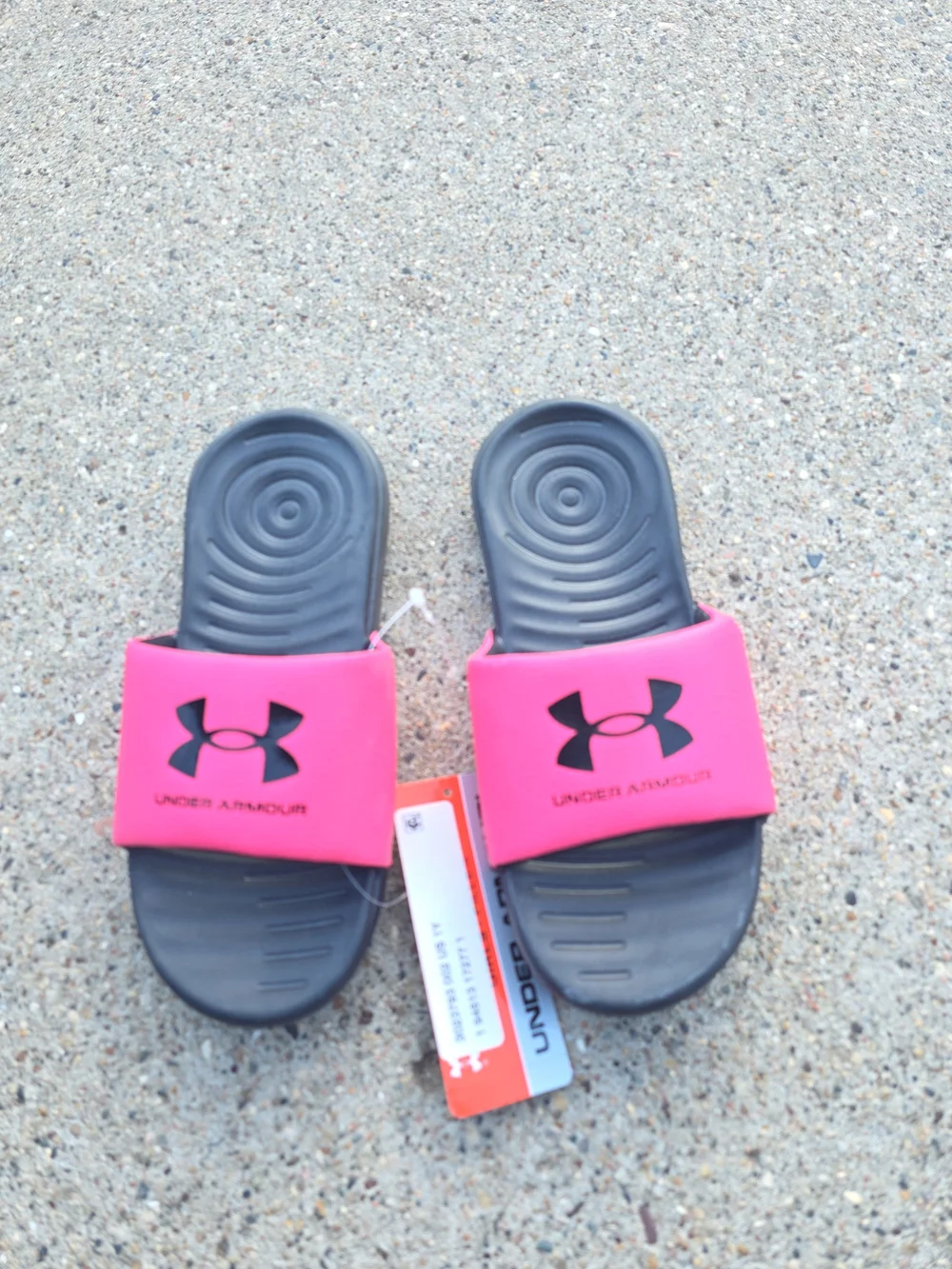 Under Armour Pink & Black Slide Sandals Little Girls Size 1Y